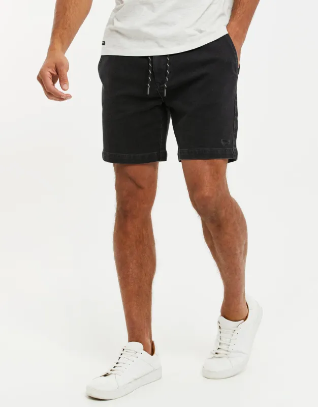 Men's Washed Black Denim Shorts sold by Threadbare