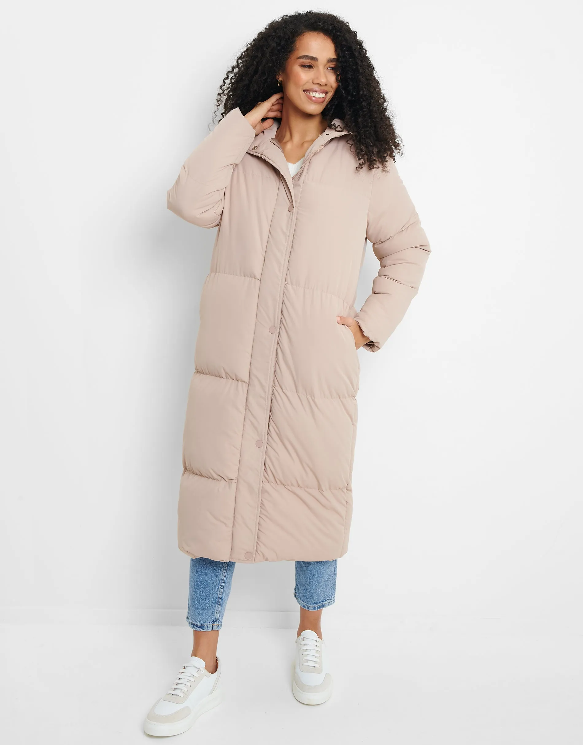 Women's Taupe Maxi Puffer Jacket sold by Threadbare product image thumbnail 2