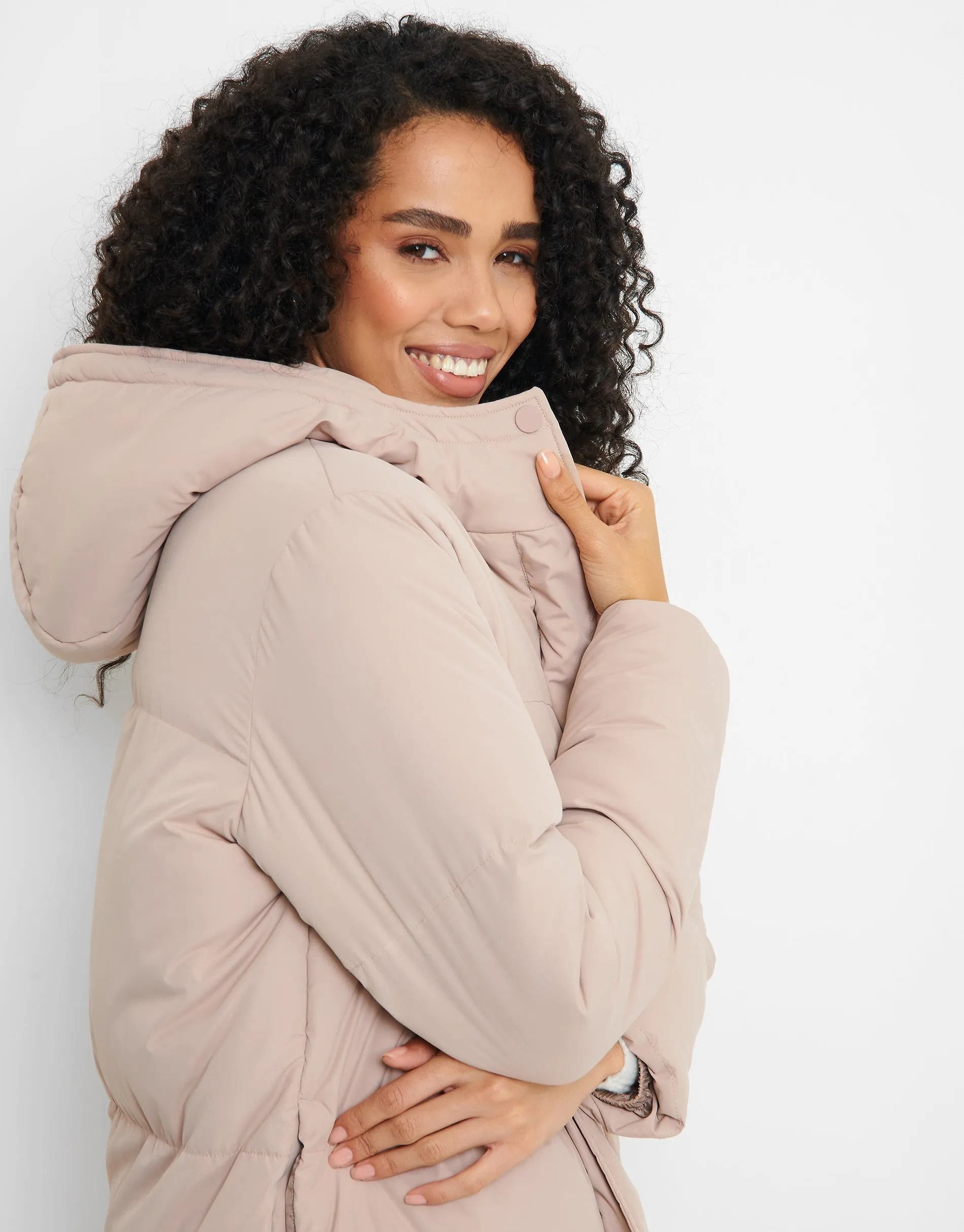 Women's Taupe Maxi Puffer Jacket sold by Threadbare product image thumbnail 3