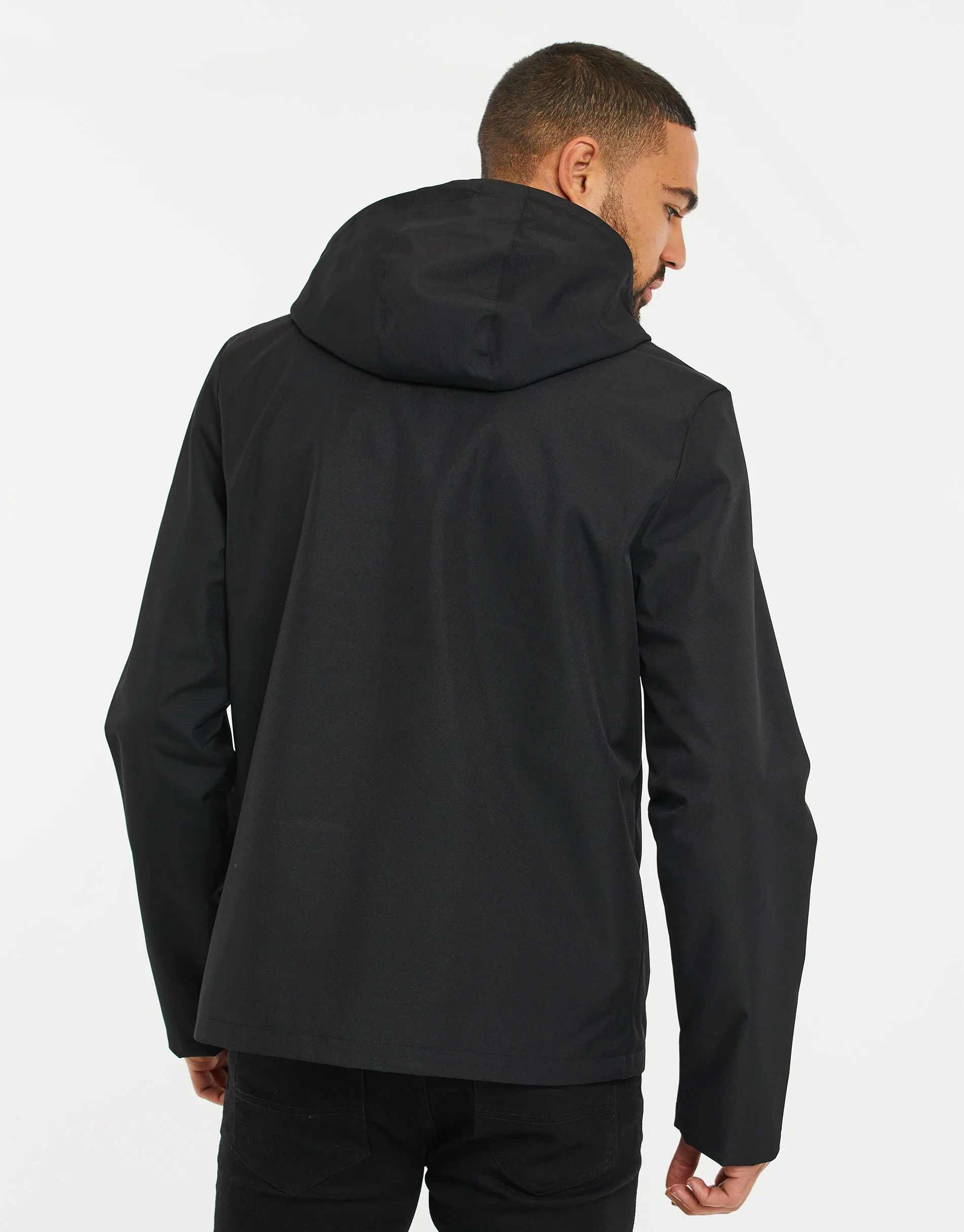 Men's Black Hooded Jacket sold by Threadbare product image thumbnail 2