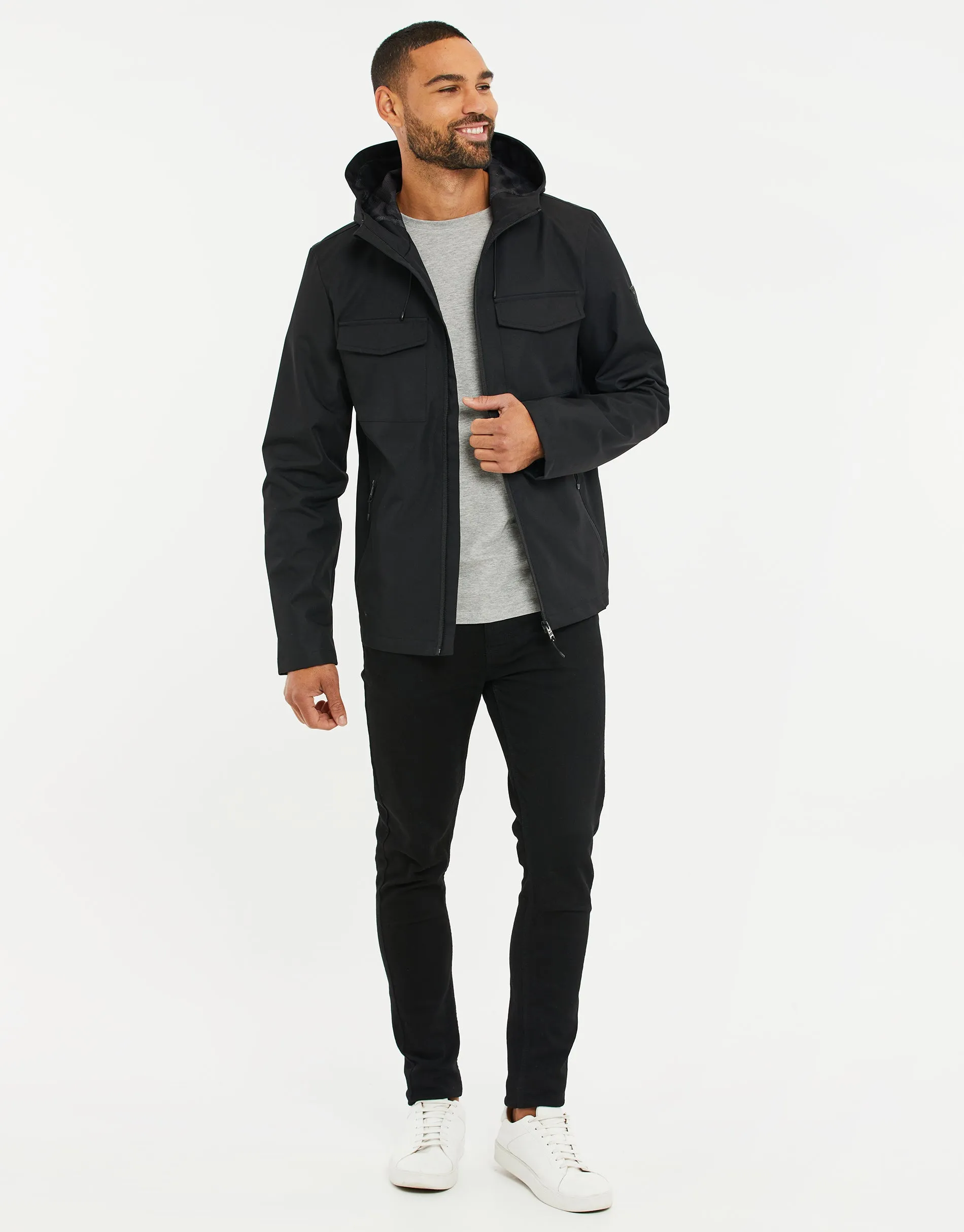 Men's Black Hooded Jacket sold by Threadbare product image thumbnail 3