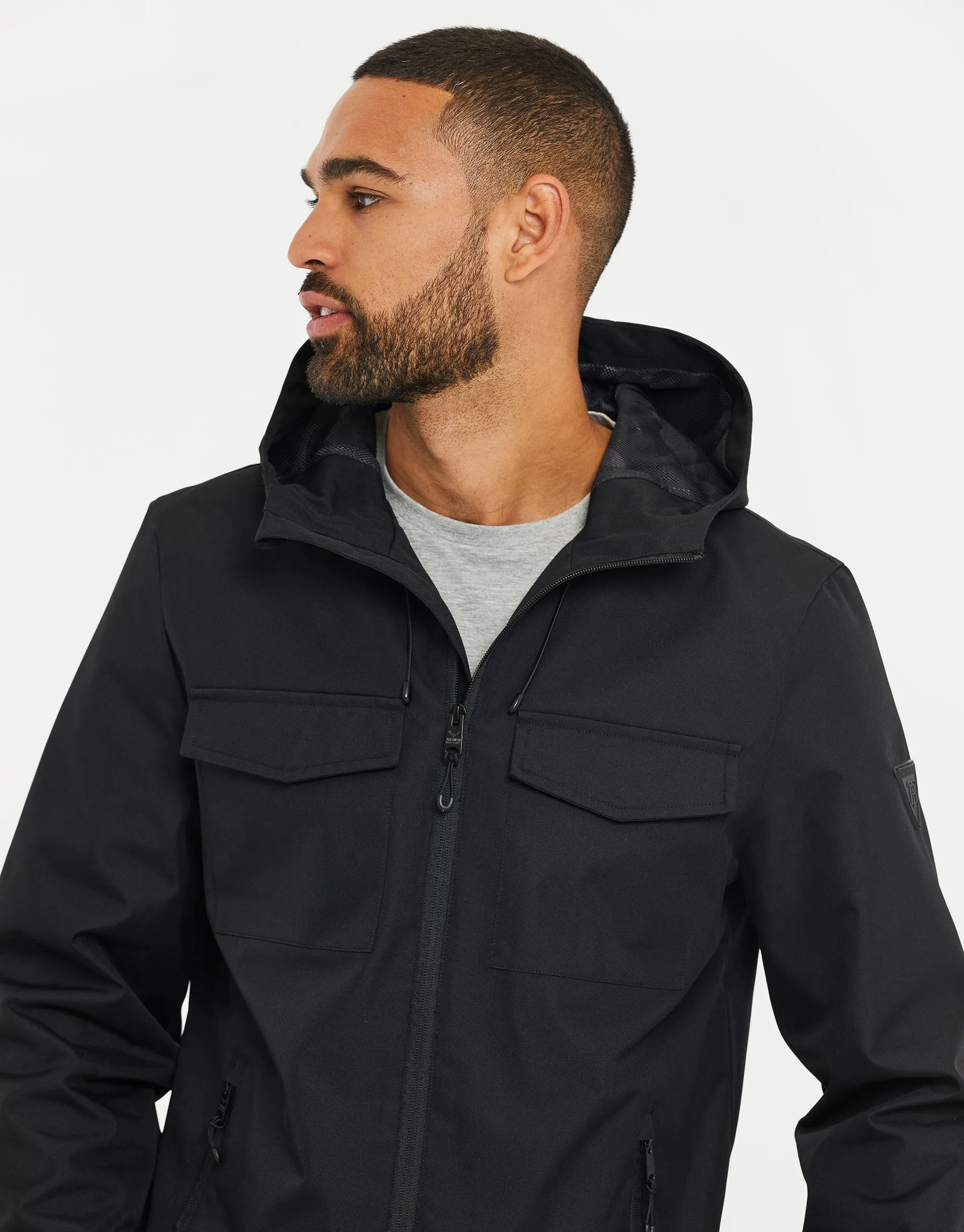 Men's Black Hooded Jacket sold by Threadbare product image thumbnail 4