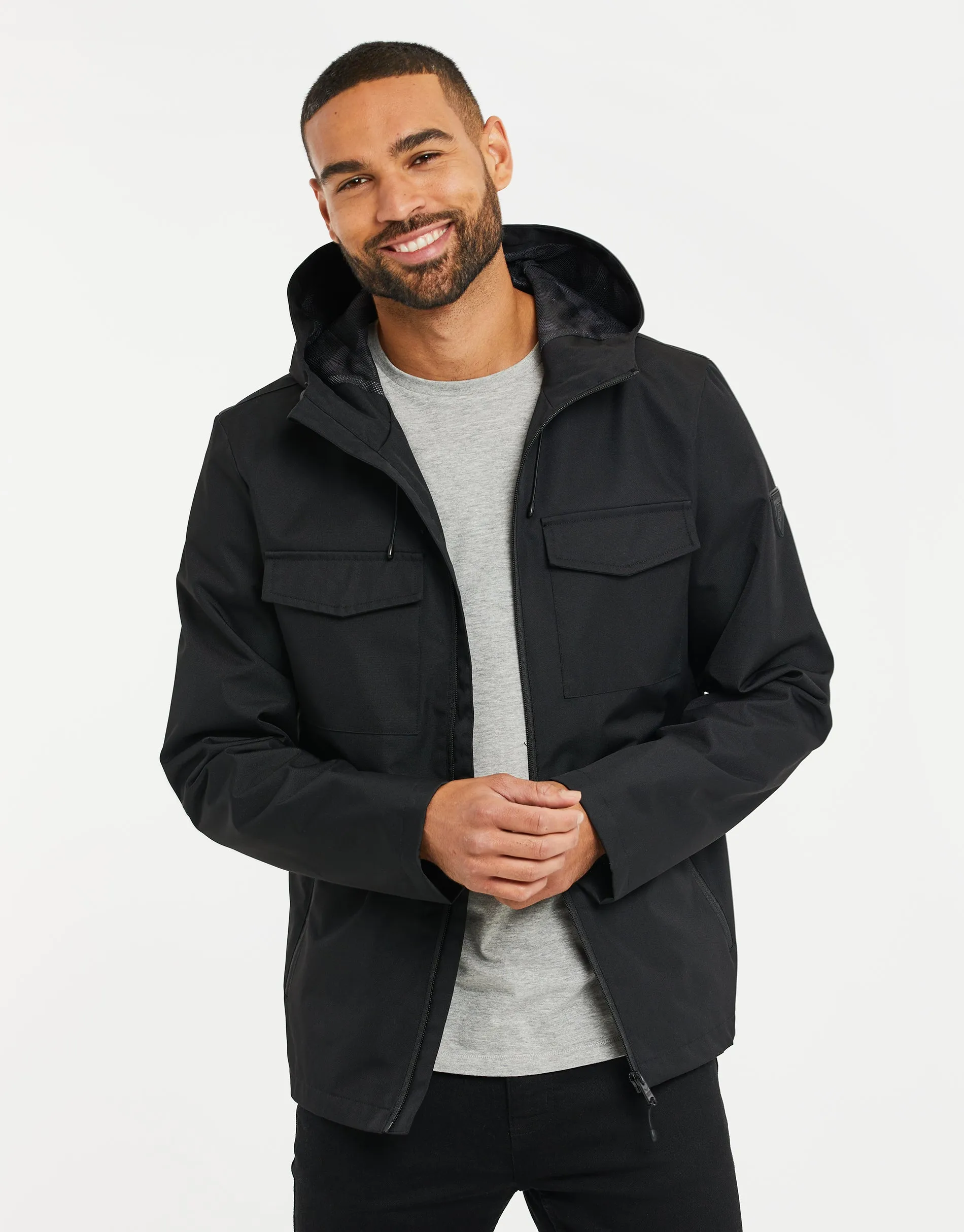 Men's Black Hooded Jacket sold by Threadbare