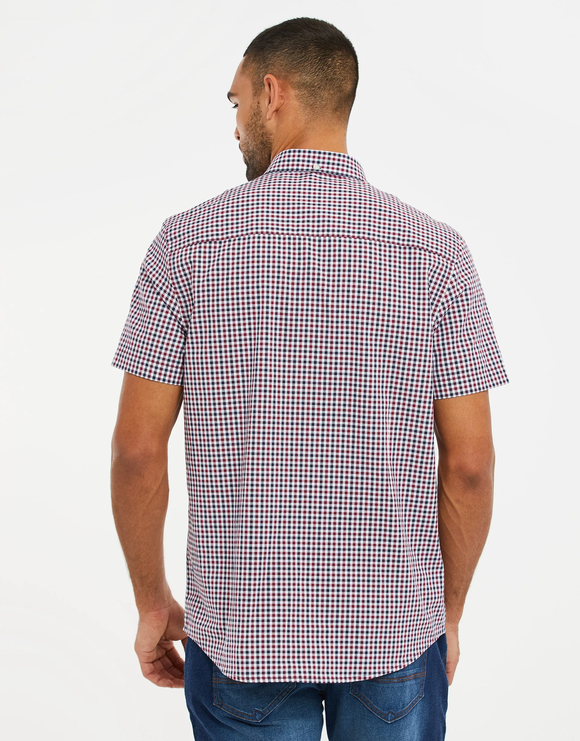 Men's Red Check Short Sleeve Shirt sold by Threadbare product image thumbnail 2