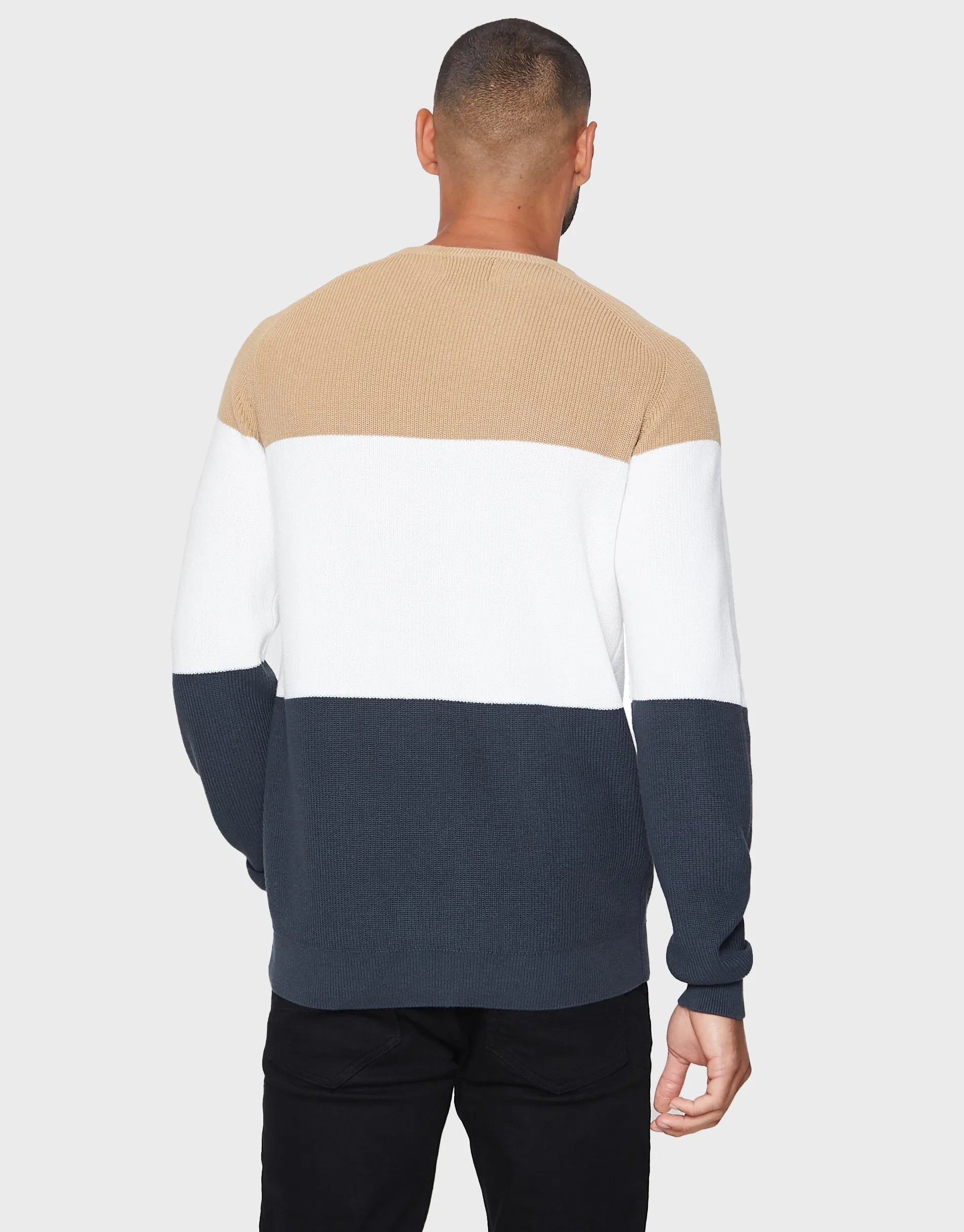 Men's Navy Colourblock Jumper sold by Threadbare product image thumbnail 2