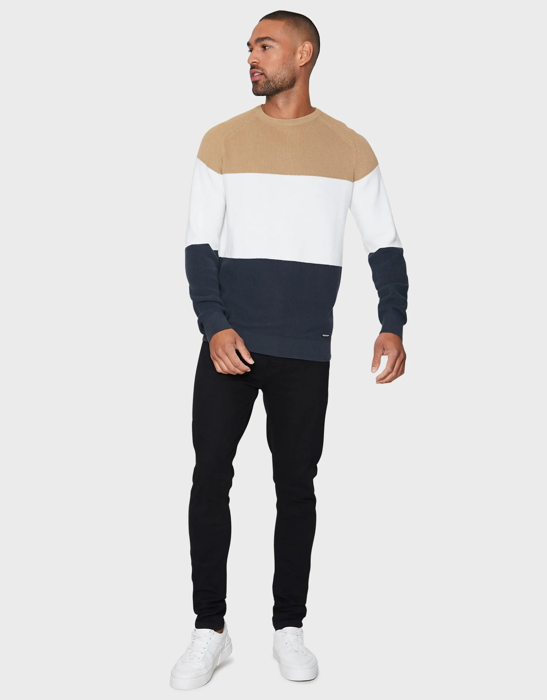 Men's Navy Colourblock Jumper sold by Threadbare product image thumbnail 3