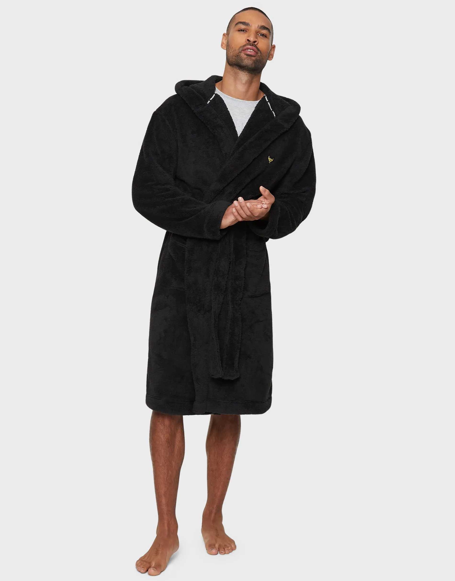 Black Borg Hooded Dressing Gown sold by Threadbare product image thumbnail 3