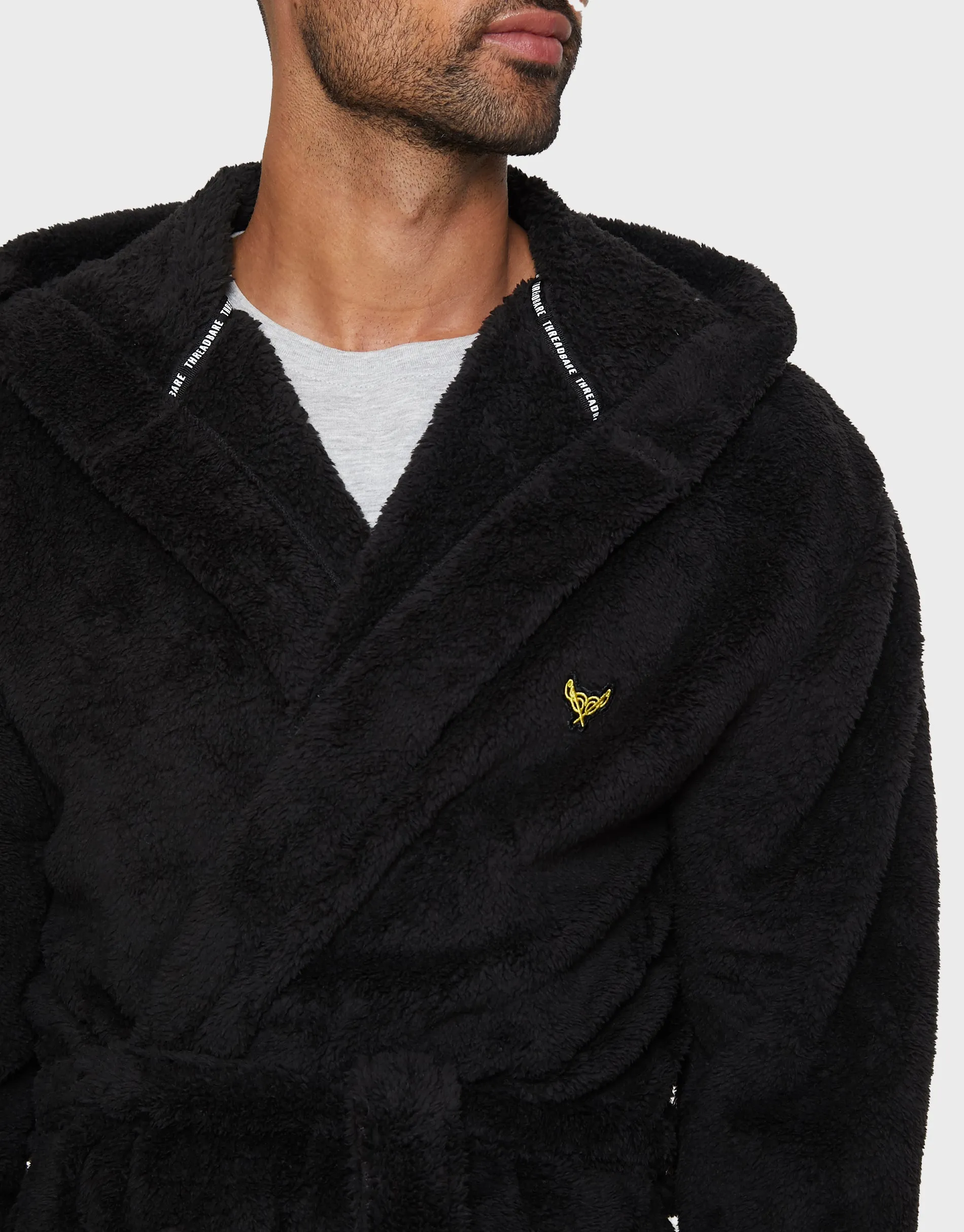 Black Borg Hooded Dressing Gown sold by Threadbare product image thumbnail 4