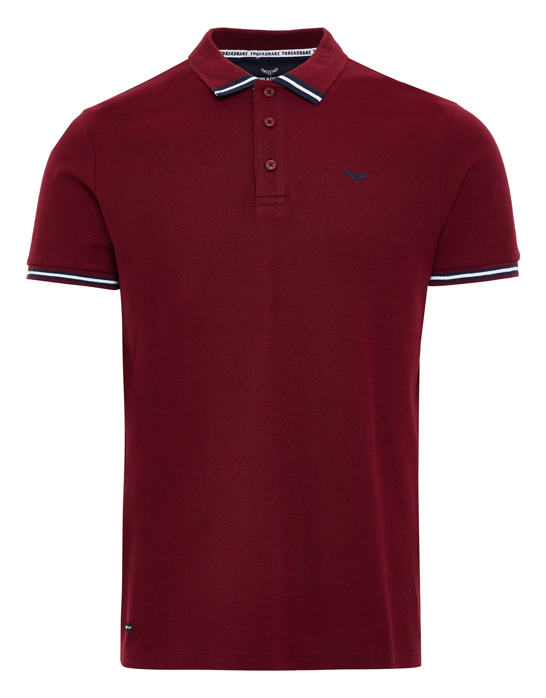 Men's Burgundy Rib Collar Classic Polo Shirt sold by Threadbare product image thumbnail 5