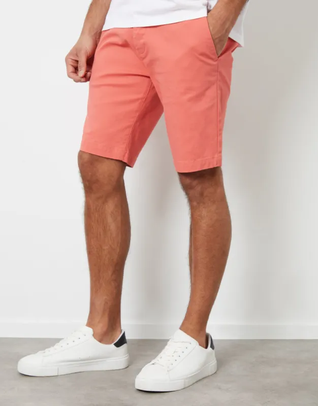 Men's Coral Slim Fit Chino Shorts sold by Threadbare
