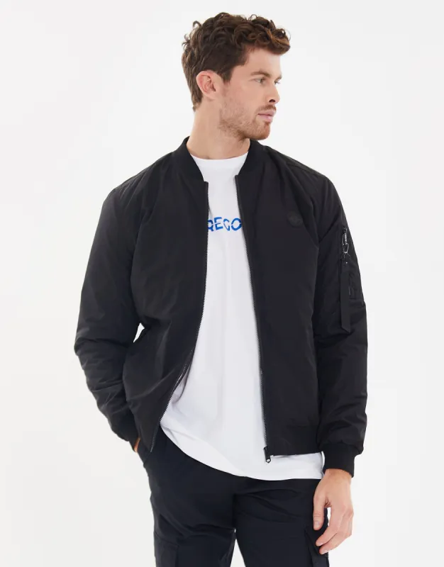 Men's Black Bomber Jacket sold by Threadbare