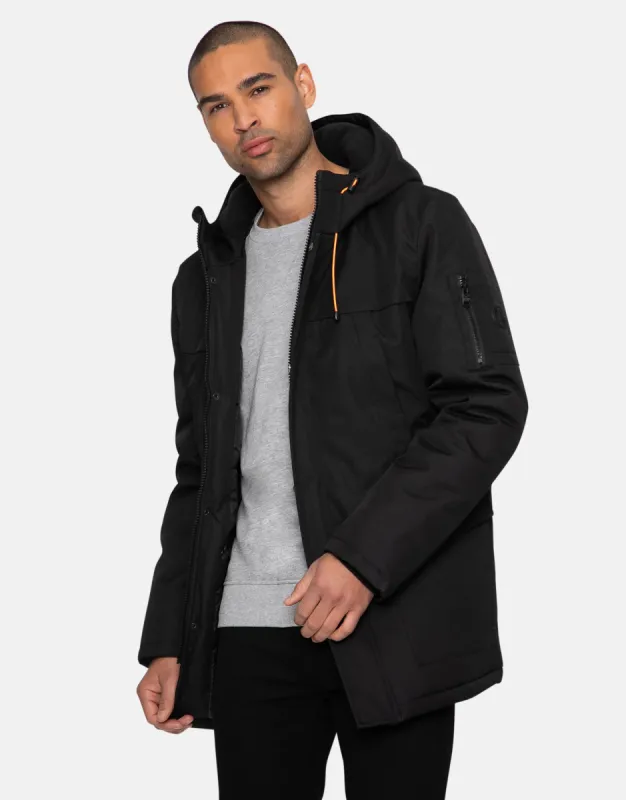 Men's Black Zip Up Hooded Mac sold by Threadbare