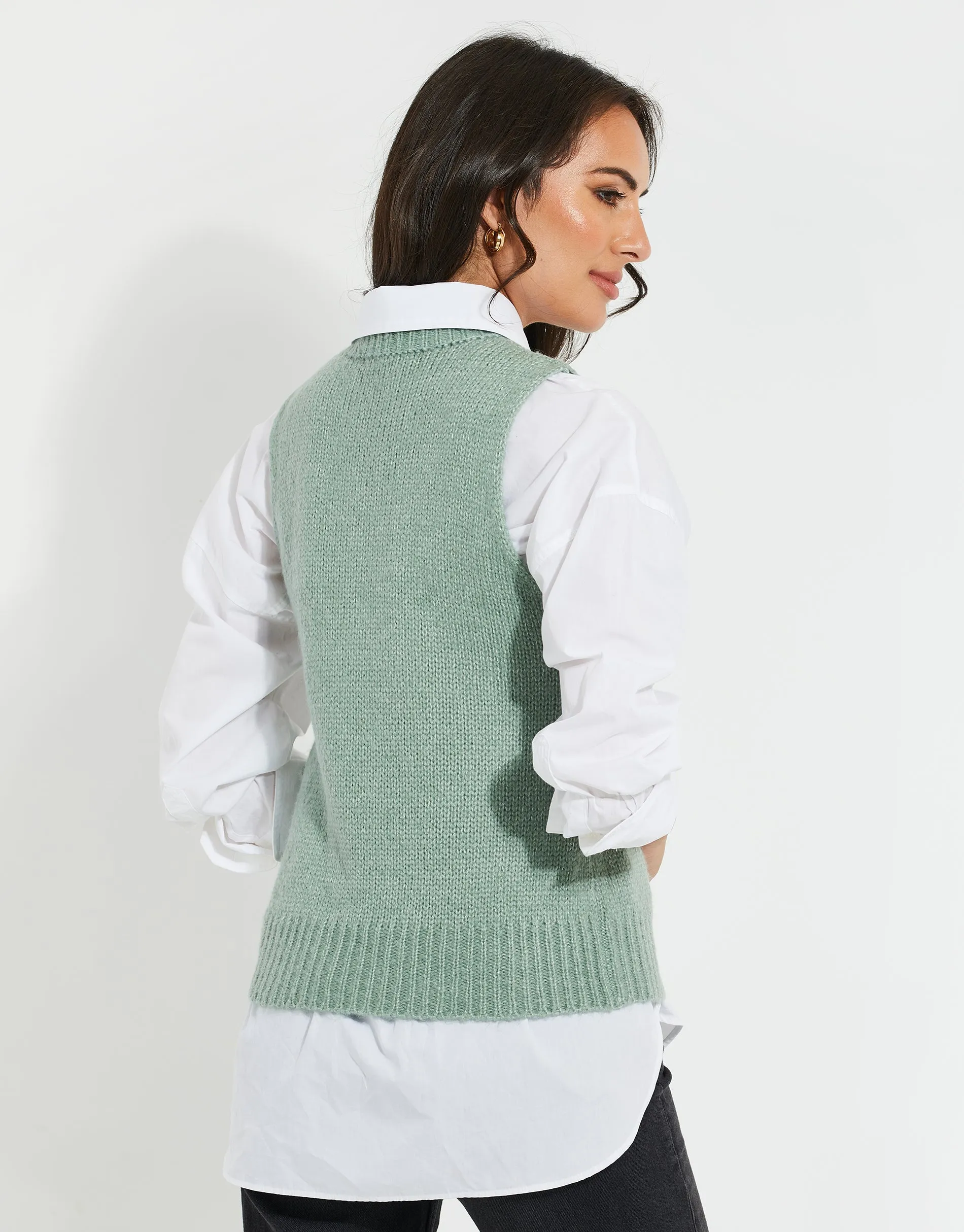 Women's Sage Knitted Vest sold by Threadbare product image thumbnail 2