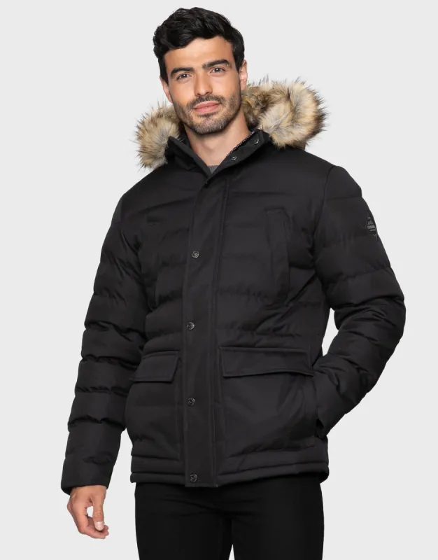 Men's Black Parka Coat sold by Threadbare