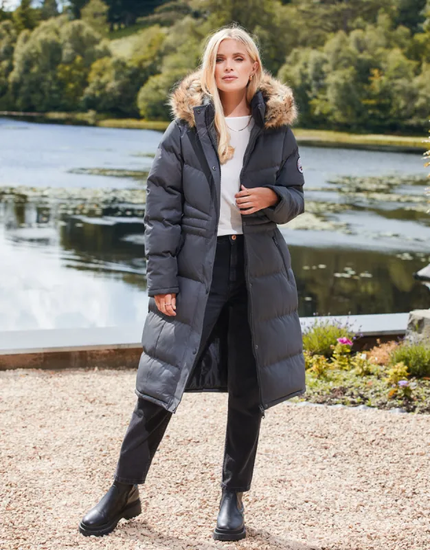 Women's Grey Longline Parka Jacket sold by Threadbare