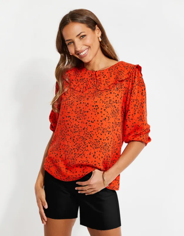 Women's Red Animal Print Blouse sold by Threadbare