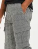 Men's Grey Check Slim Fit Cargo Style Trousers sold by Threadbare