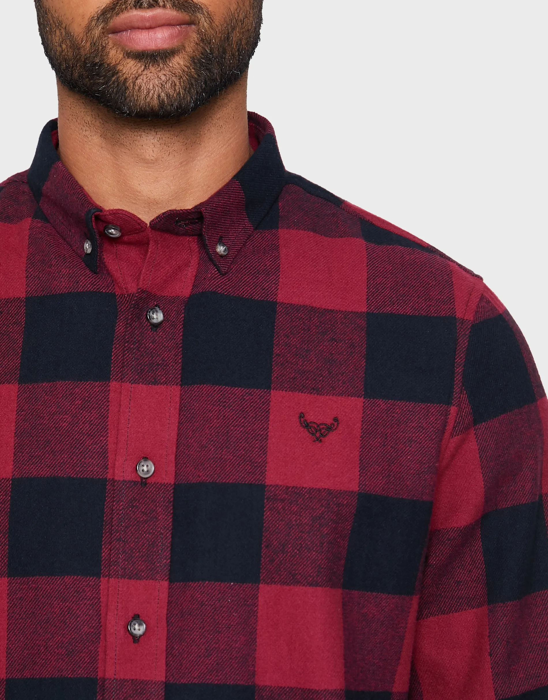 Men's Merlot Red Check Long Sleeve Shirt sold by Threadbare product image thumbnail 4