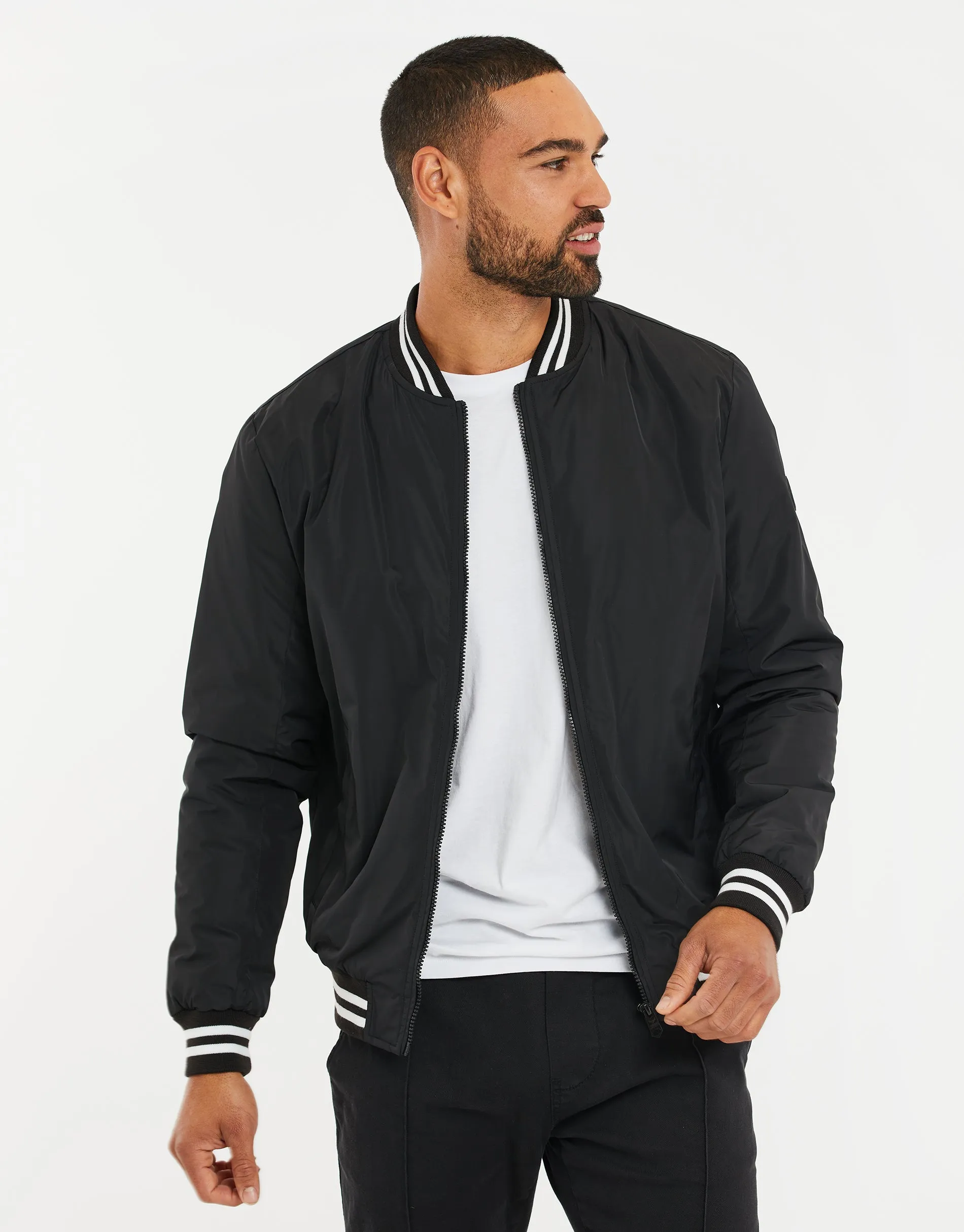 Men's Black Bomber Jacket sold by Threadbare