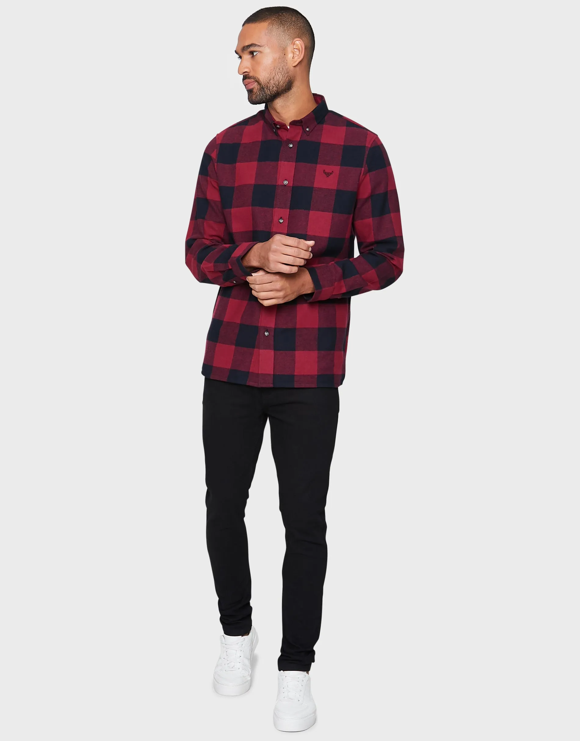 Men's Merlot Red Check Long Sleeve Shirt sold by Threadbare product image thumbnail 3