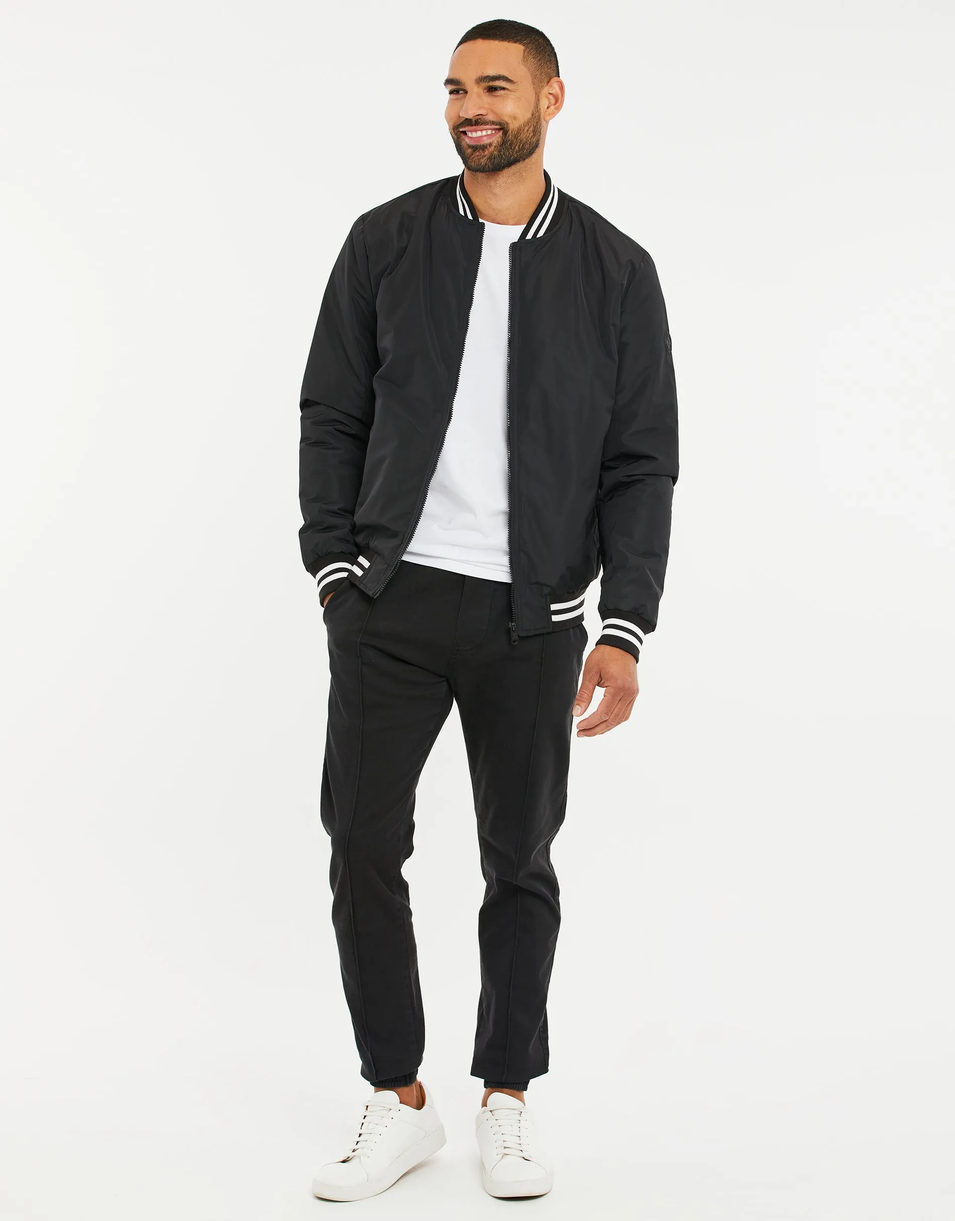 Men's Black Bomber Jacket sold by Threadbare product image thumbnail 3