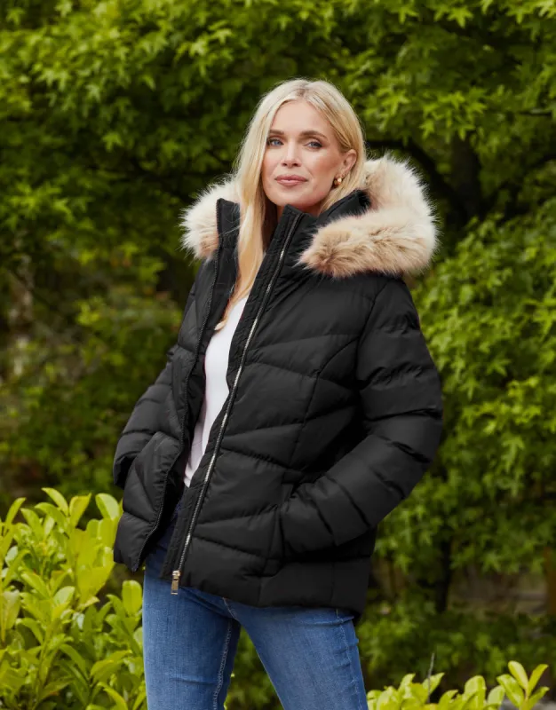 Women's Black Short Parka Jacket sold by Threadbare