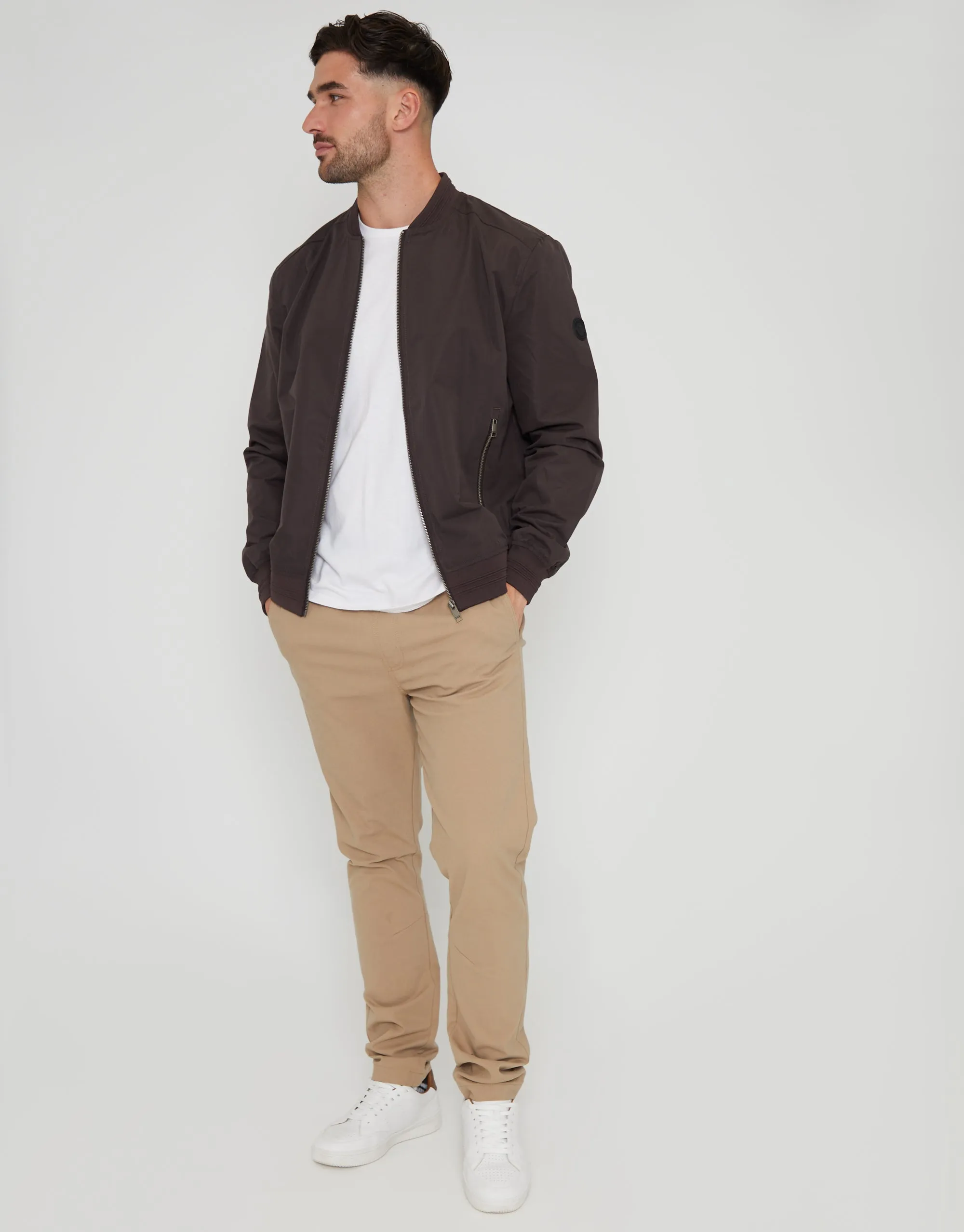 Men's Chocolate Showerproof Classic Bomber Jacket sold by Threadbare product image thumbnail 4