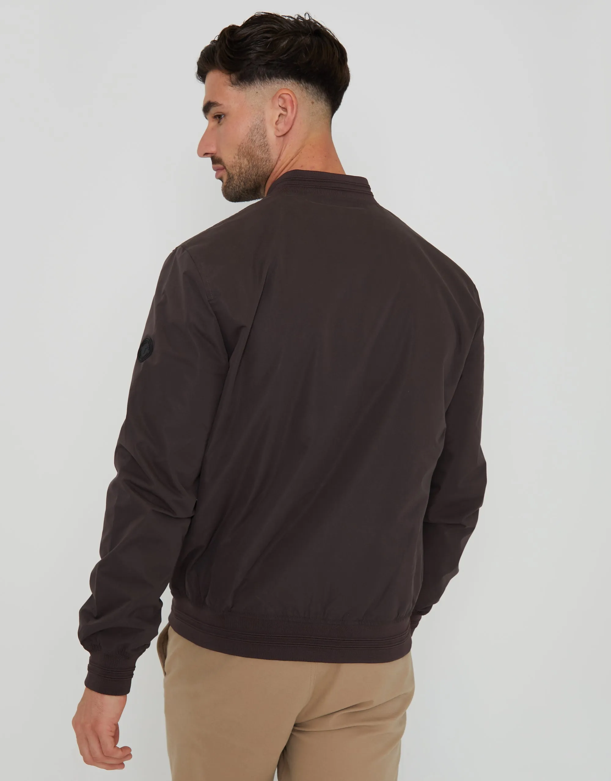 Men's Chocolate Showerproof Classic Bomber Jacket sold by Threadbare product image thumbnail 3