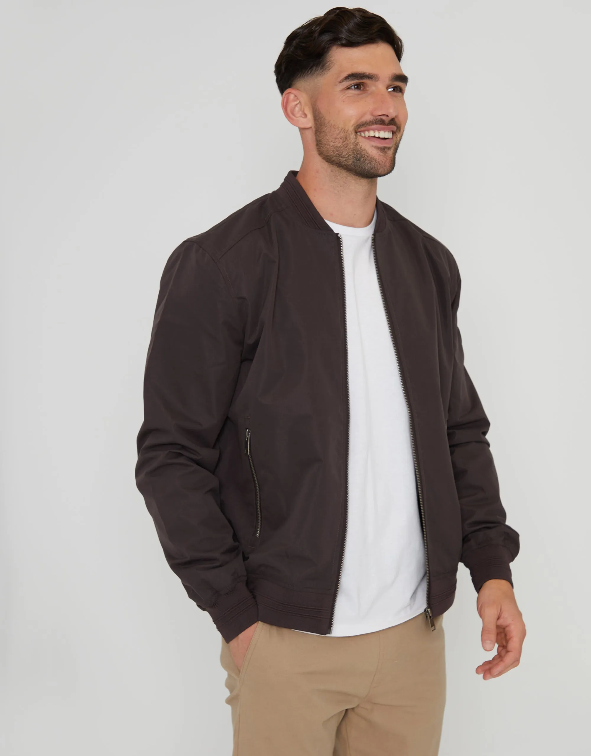 Men's Chocolate Showerproof Classic Bomber Jacket sold by Threadbare product image thumbnail 2