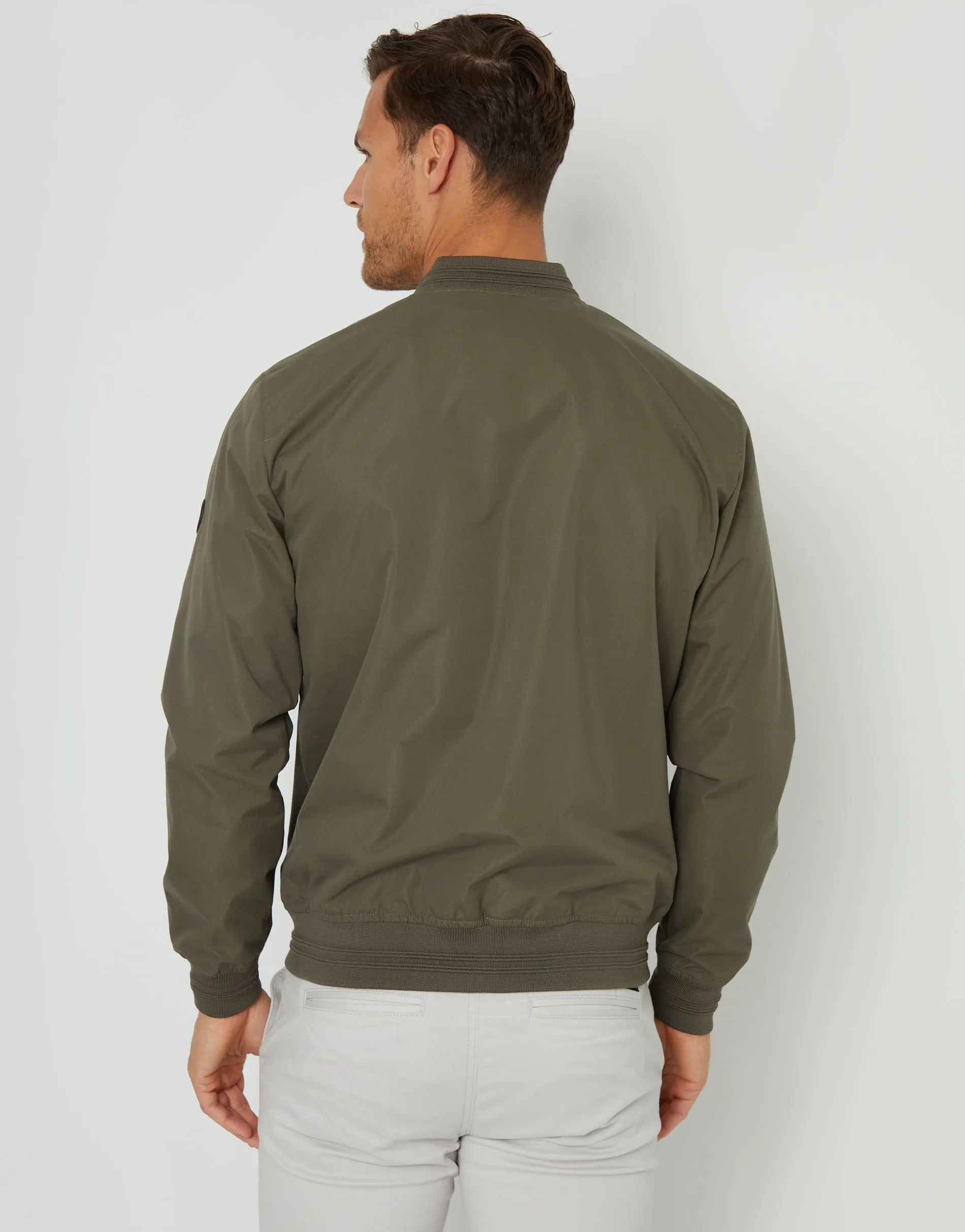Khaki Green Showerproof Classic Bomber Jacket sold by Threadbare product image thumbnail 2