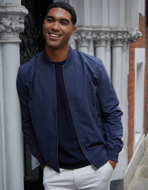 Threadbare Men's Navy Showerproof Classic Bomber Jacket sold by Threadbare