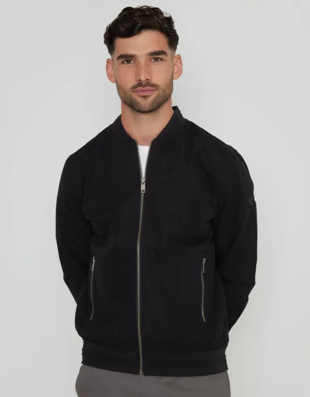 Black Showerproof Classic Bomber Jacket sold by Threadbare