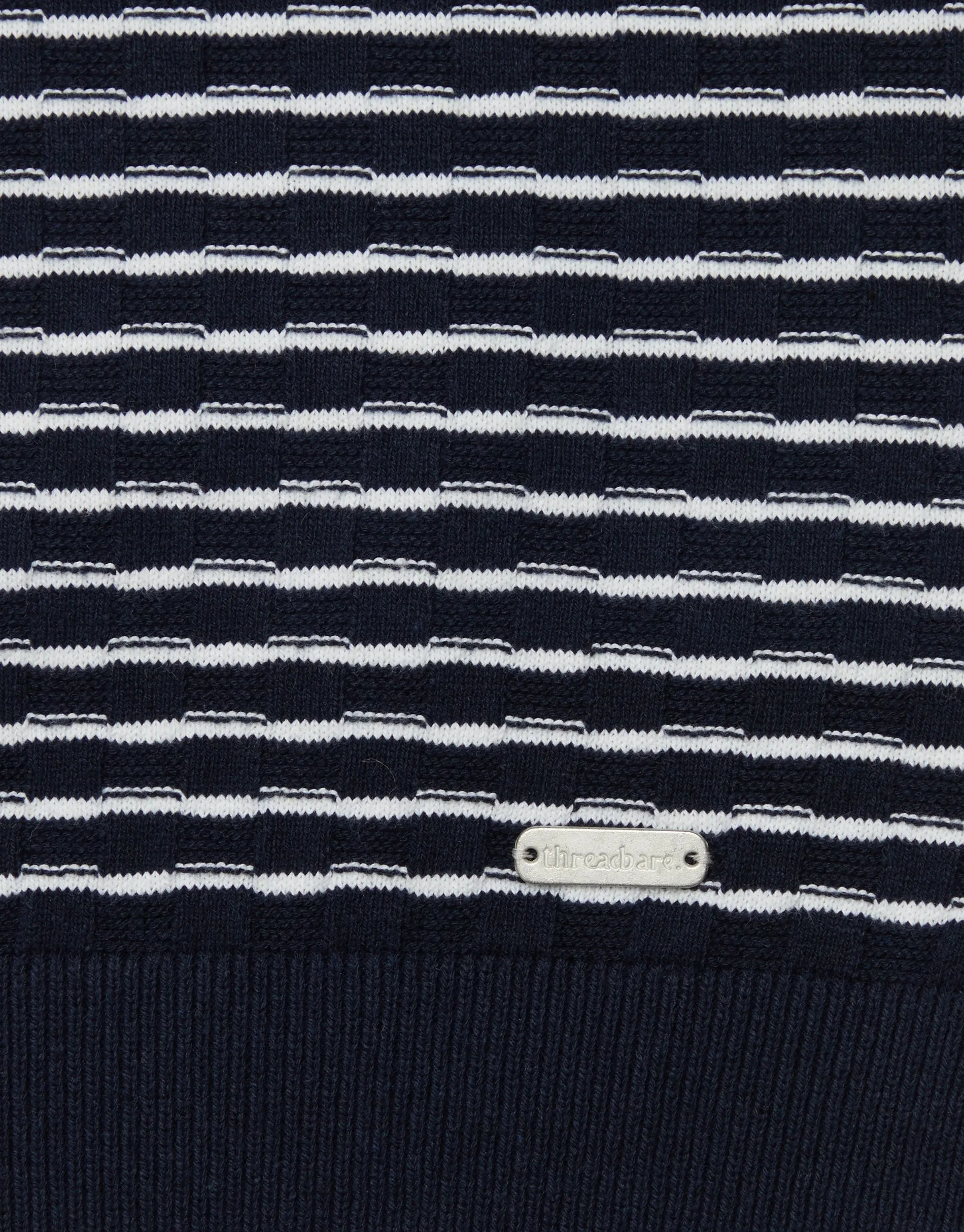 Men's Navy Stripe Textured Knit Crew Neck Jumper sold by Threadbare product image thumbnail 5