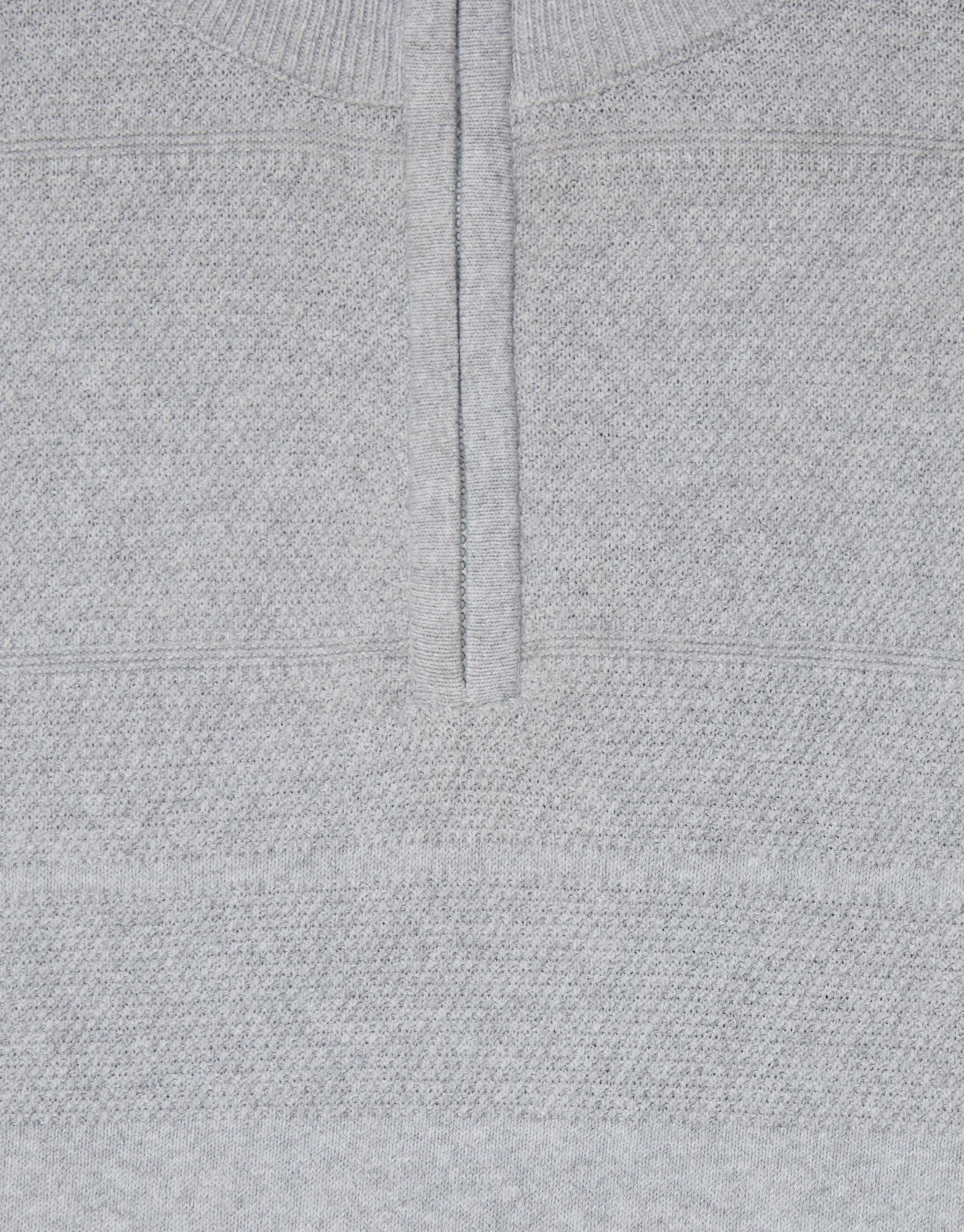 Men's Light Grey Marl Textured Stripe Detail Quarter Zip Jumper sold by Threadbare product image thumbnail 5