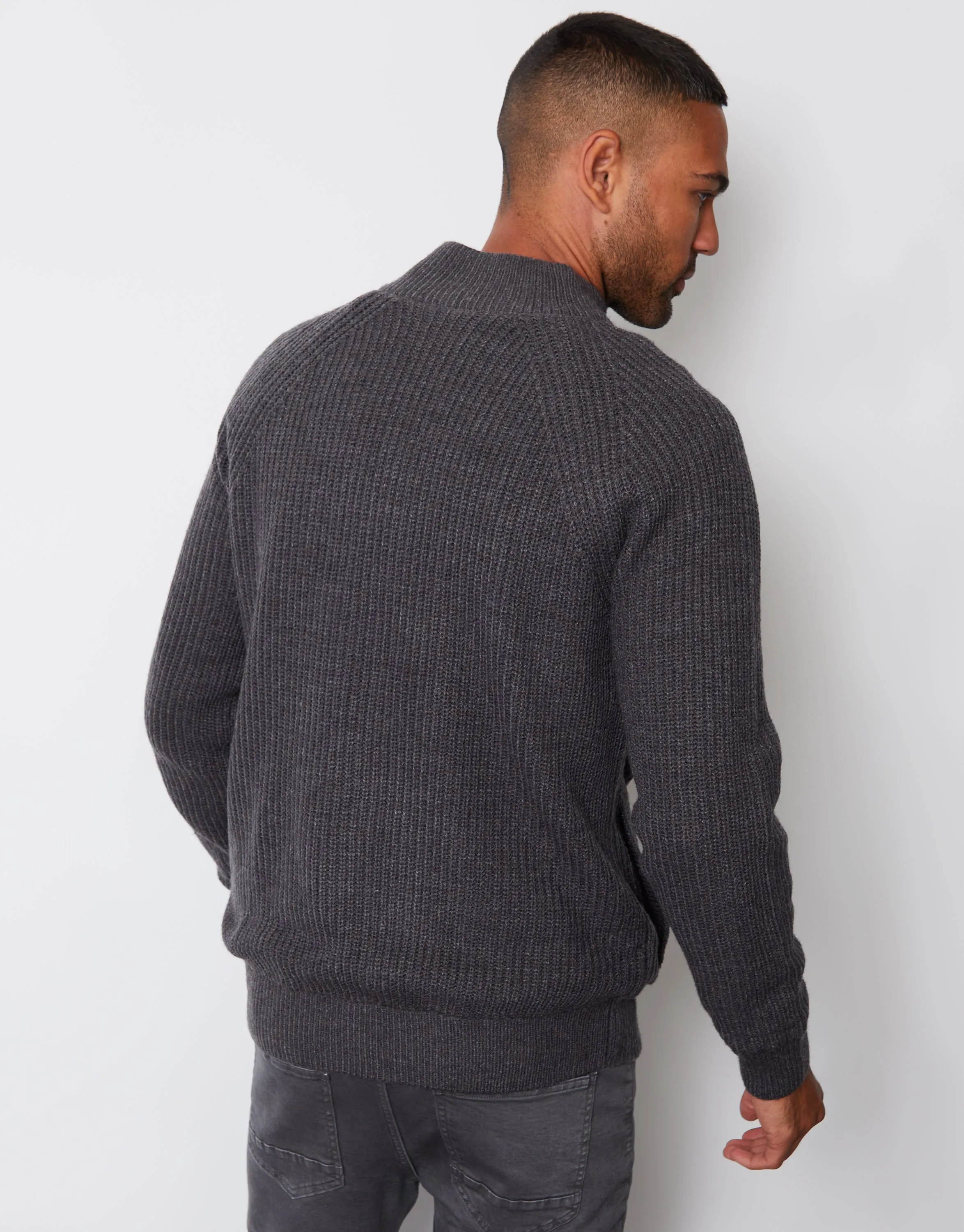 Charcoal Grey Marl Zip Up Microfleece Lined Cardigan sold by Threadbare product image thumbnail 2
