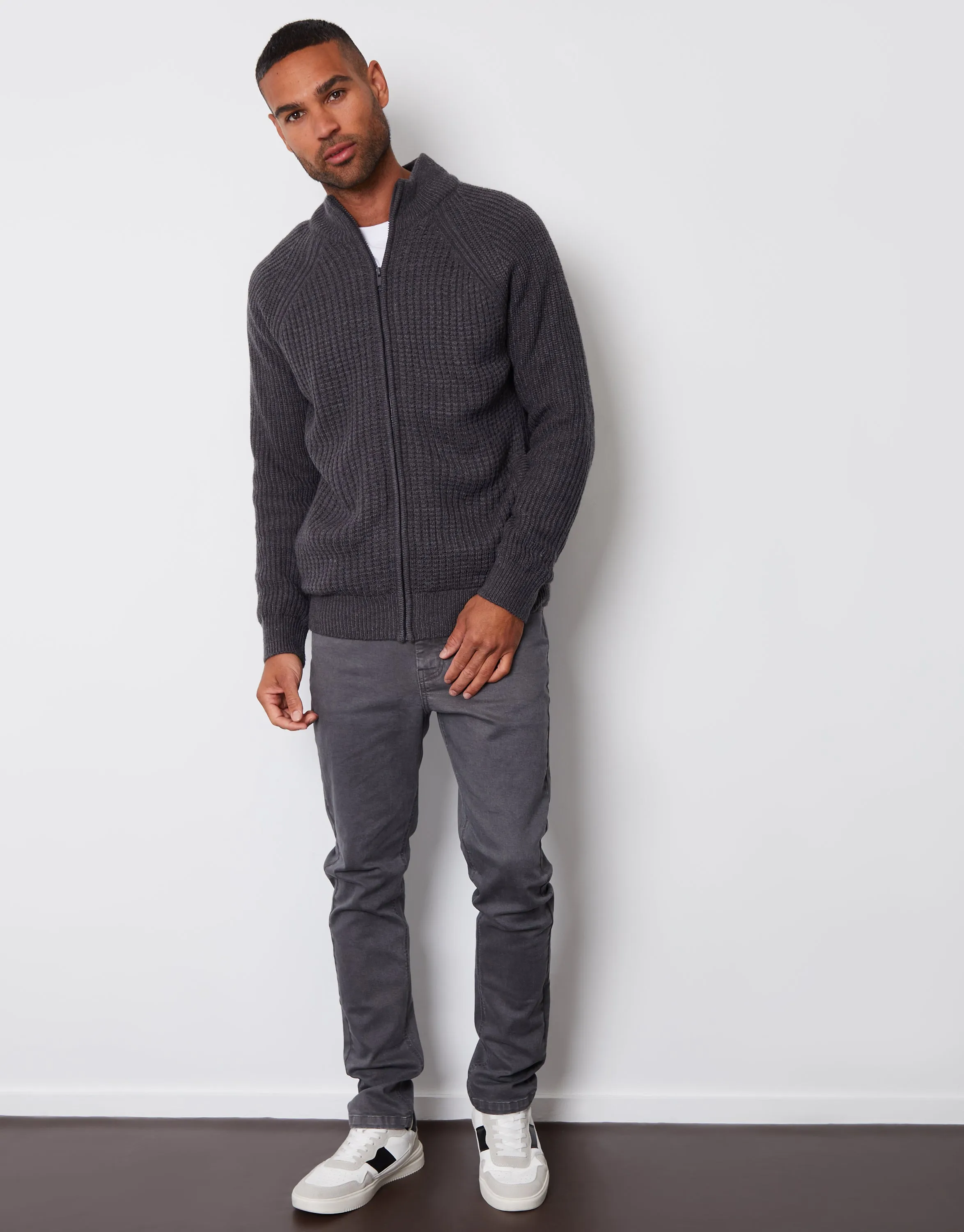 Charcoal Grey Marl Zip Up Microfleece Lined Cardigan sold by Threadbare product image thumbnail 3