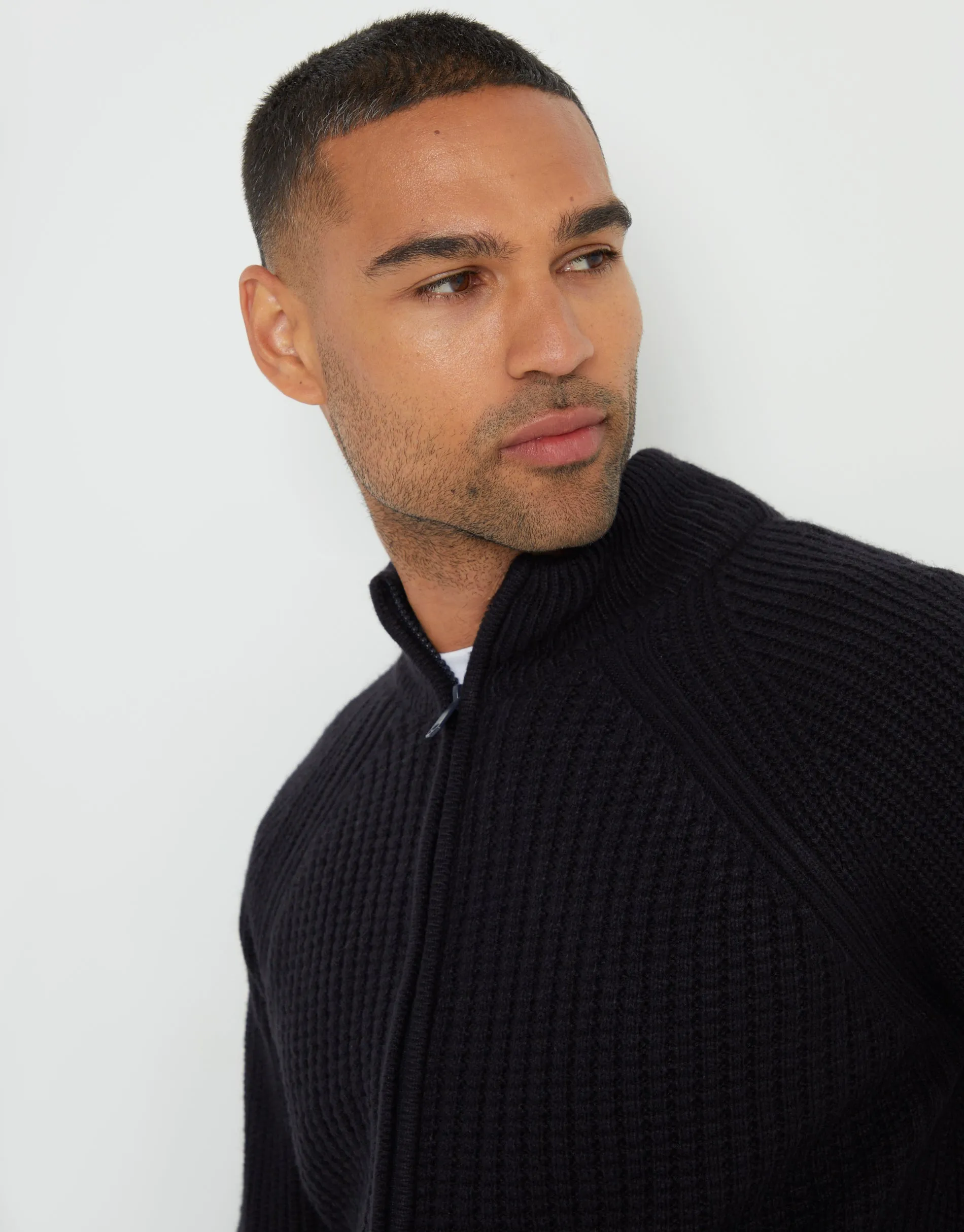 Navy Zip Up Microfleece Lined Cardigan sold by Threadbare product image thumbnail 4