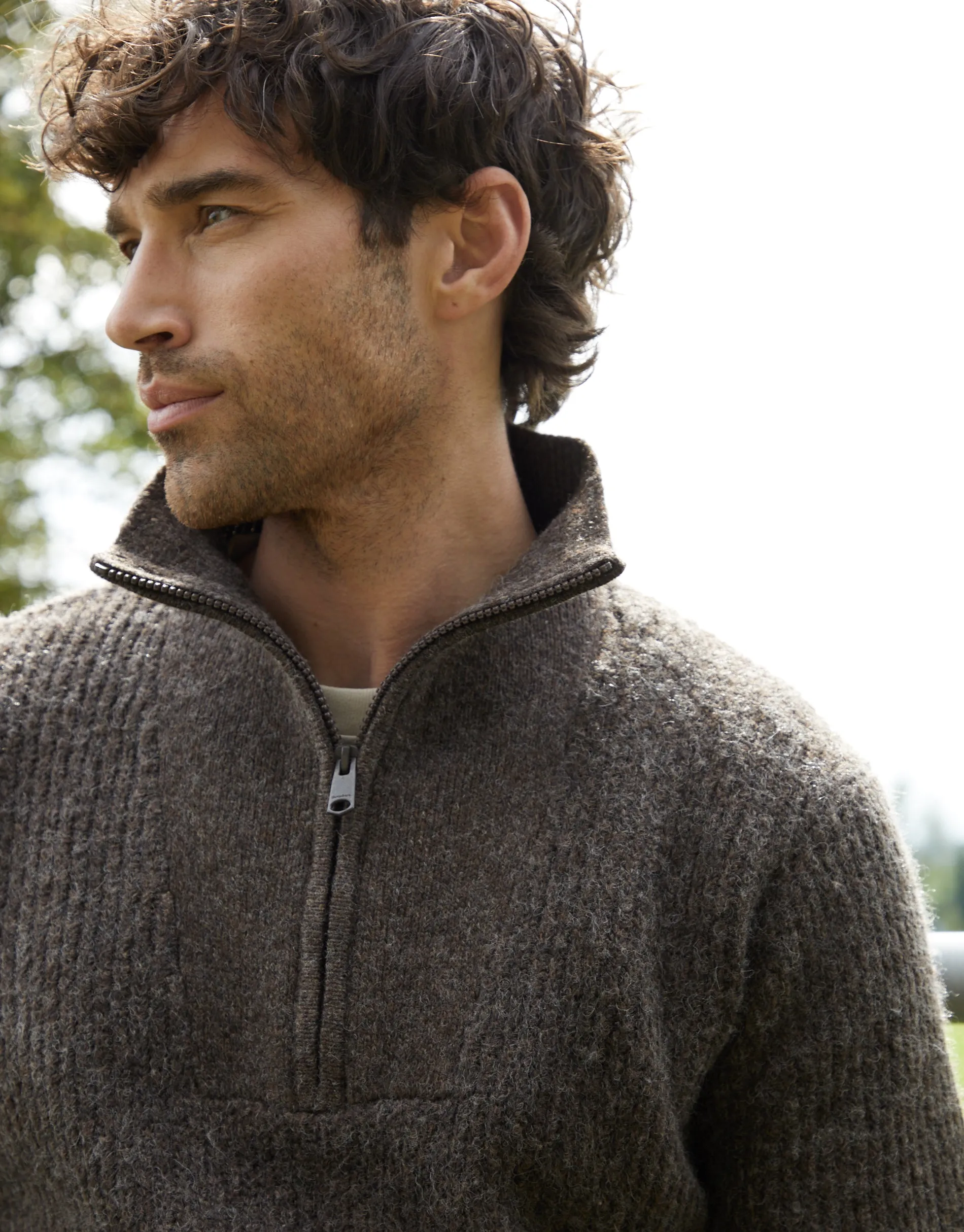 Men's Brown Marl Knitted Quarter Zip Jumper sold by Threadbare product image thumbnail 4