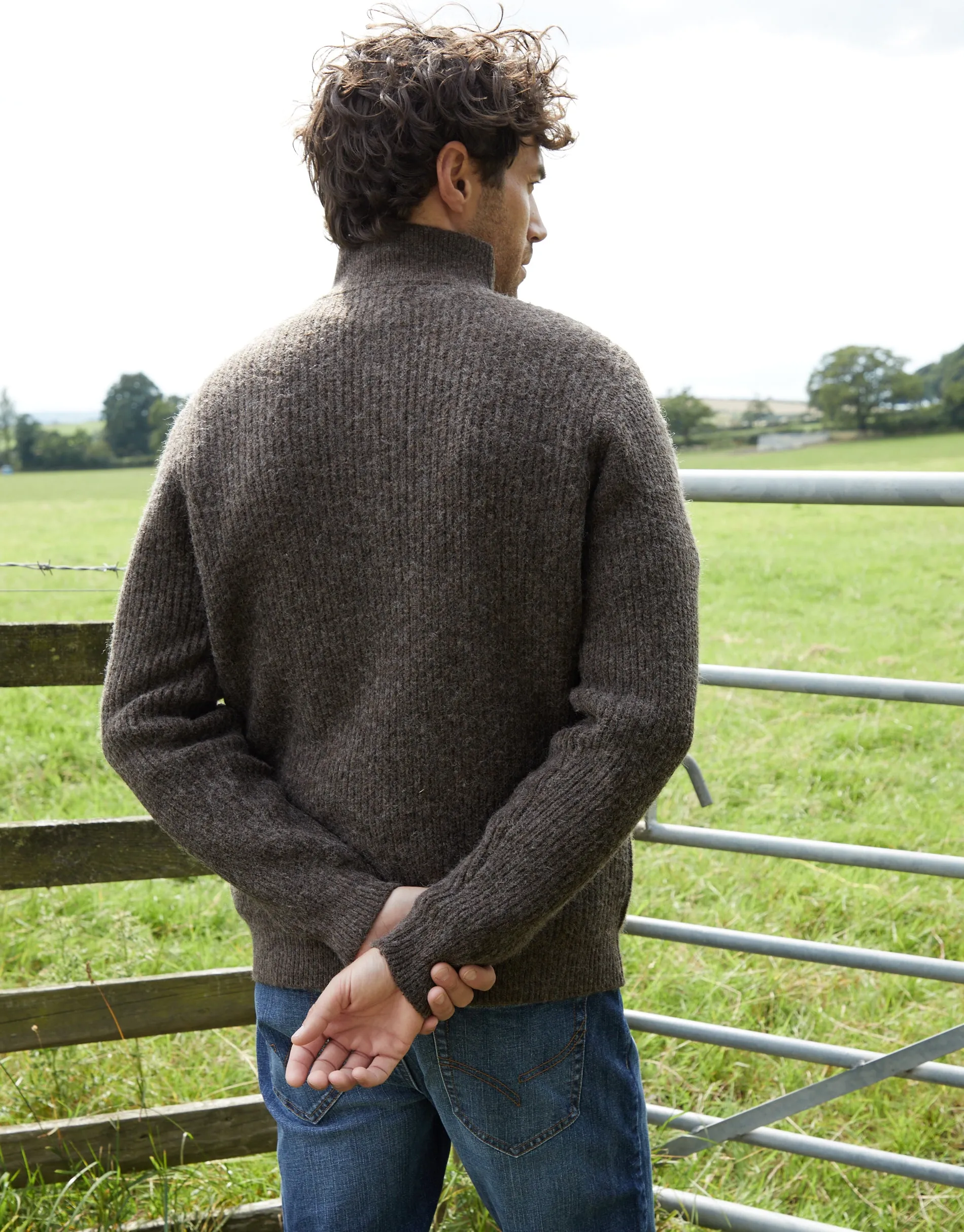 Men's Brown Marl Knitted Quarter Zip Jumper sold by Threadbare product image thumbnail 2