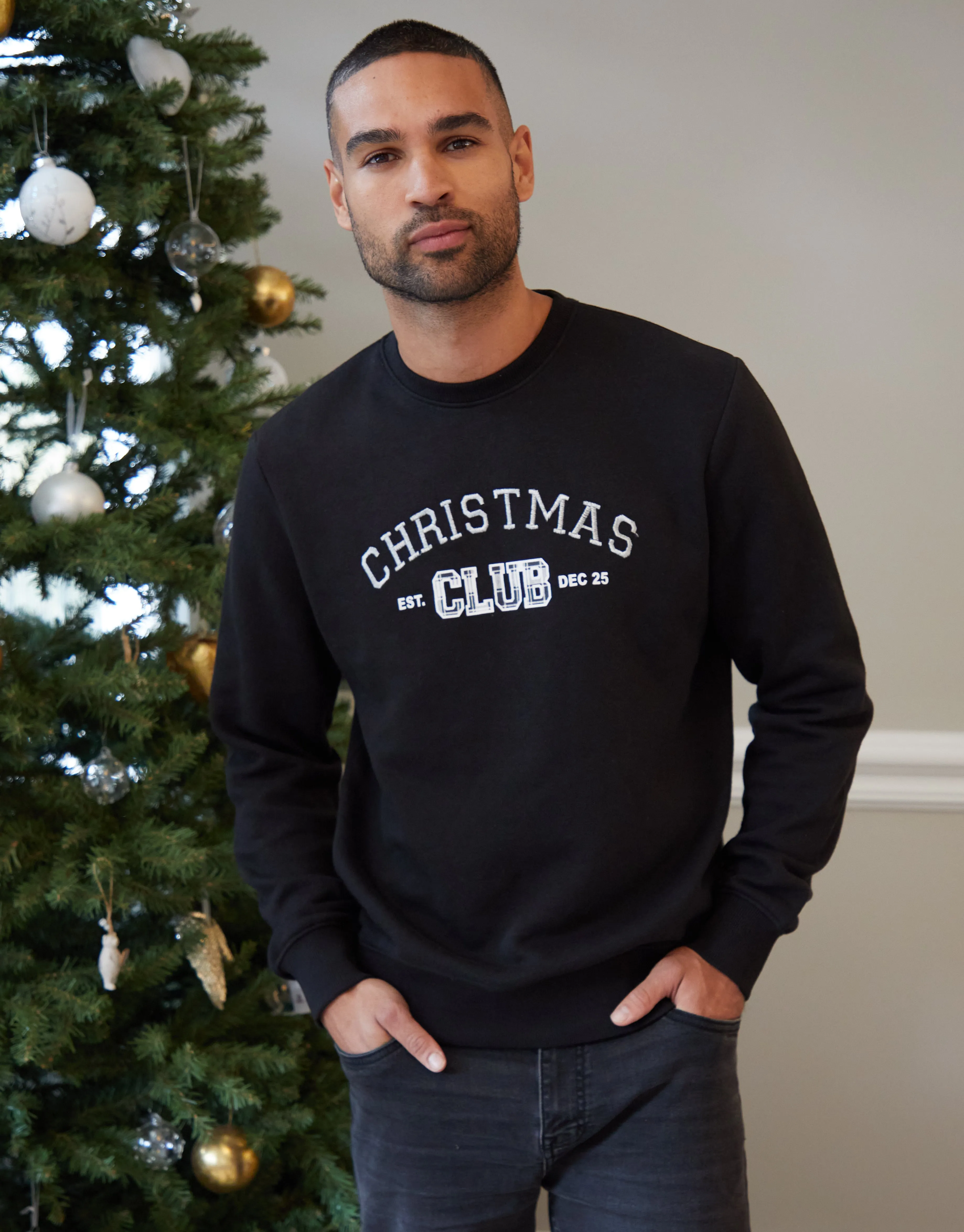 Men's Black Christmas December Slogan Sweatshirt sold by Threadbare