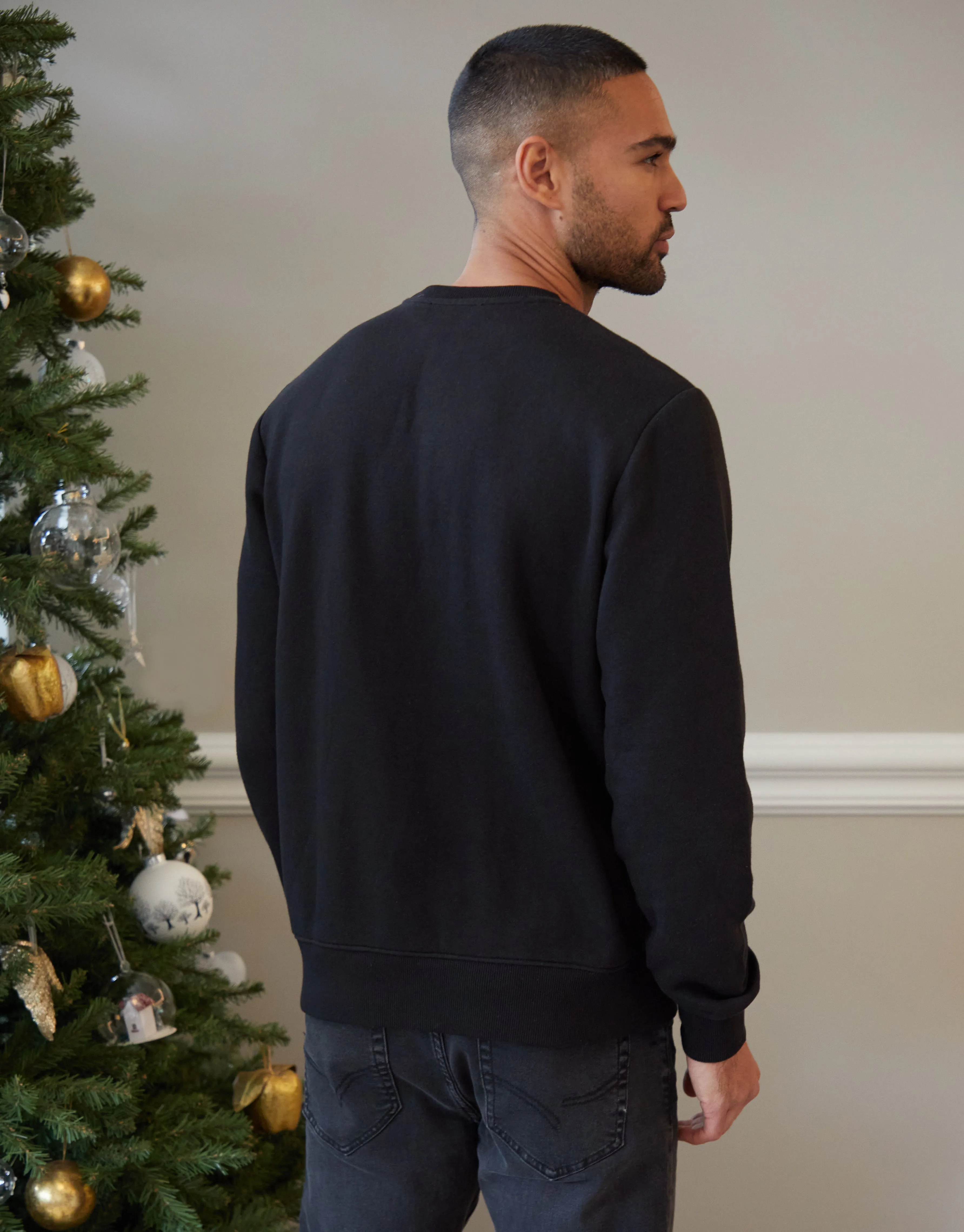 Men's Black Christmas December Slogan Sweatshirt sold by Threadbare product image thumbnail 3