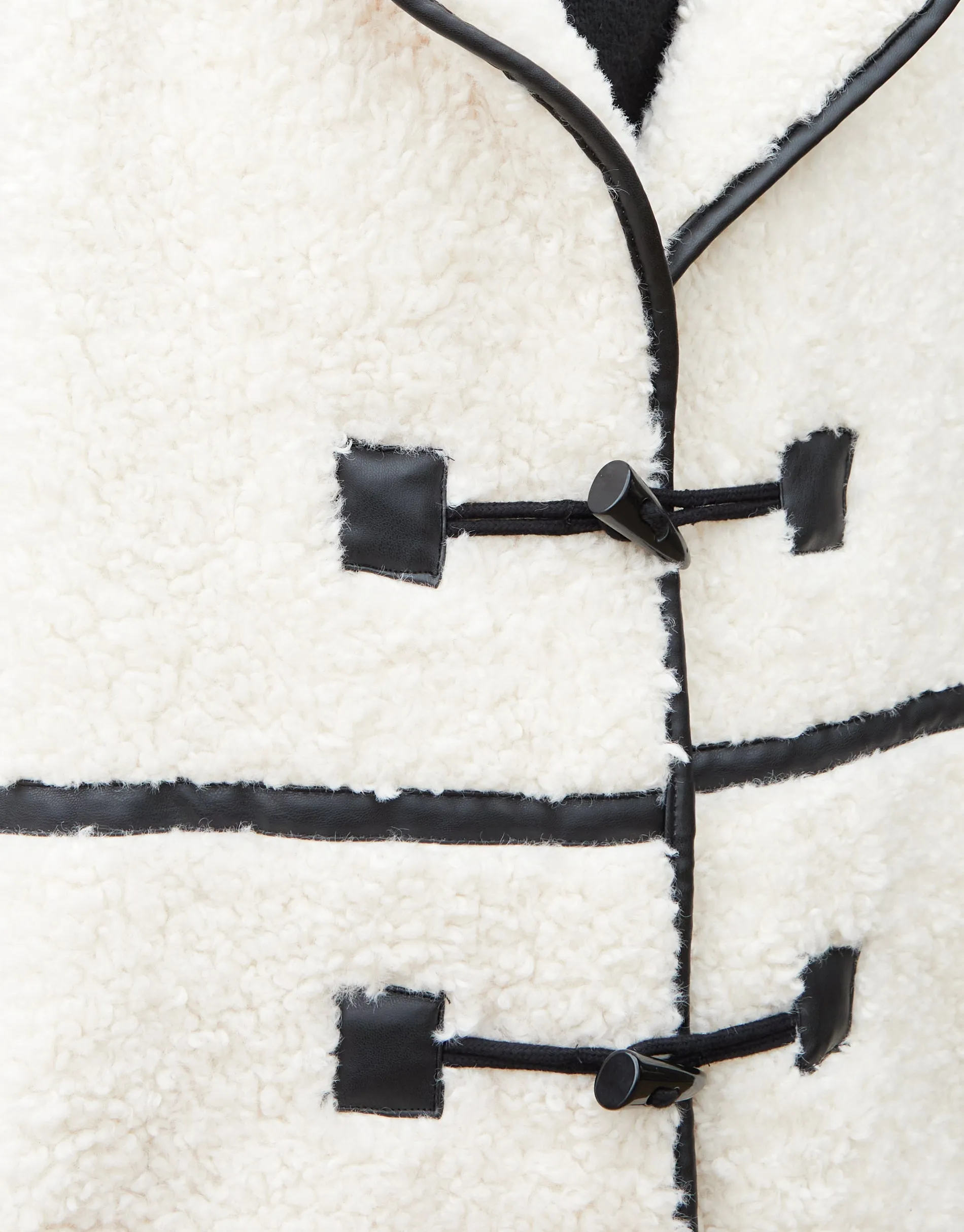 Threadbare Women's Ecru Longline Fleece Borg Toggle Coat sold by Threadbare product image thumbnail 5