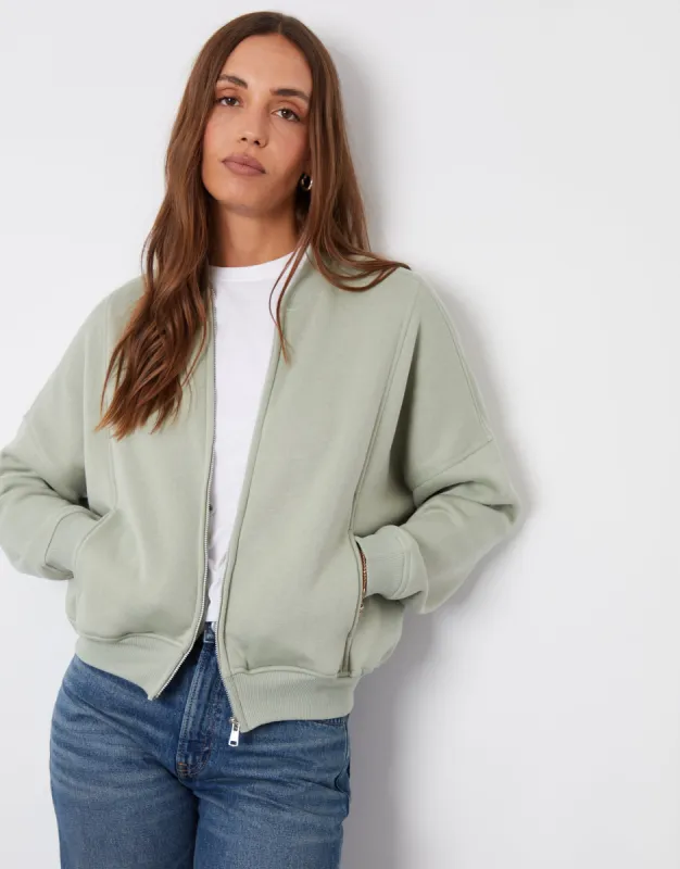 Women's Sage Zip-Up Bomber Sweat sold by Threadbare