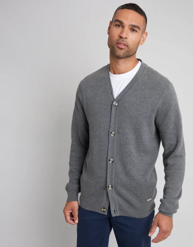 Charcoal Grey Marl Knitted Cardigan sold by Threadbare