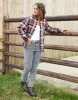 Women's Red Check Long Sleeve Cotton Shirt sold by Threadbare