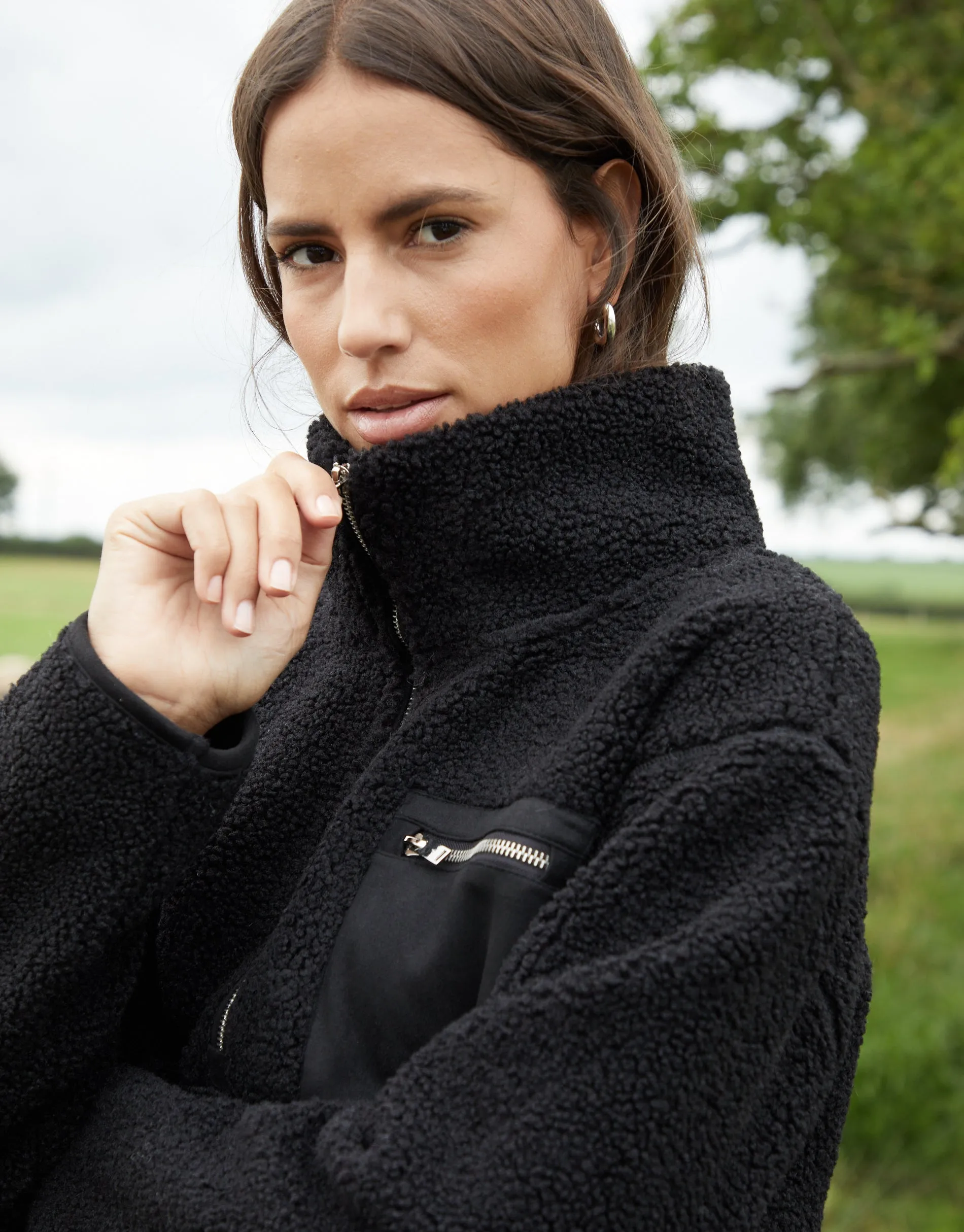 Black Half Zip Borg Fleece sold by Threadbare product image thumbnail 4