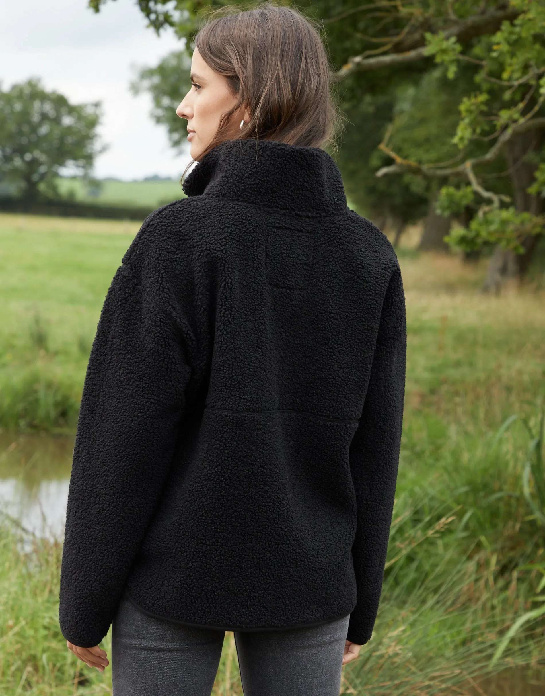 Black Half Zip Borg Fleece sold by Threadbare product image thumbnail 2