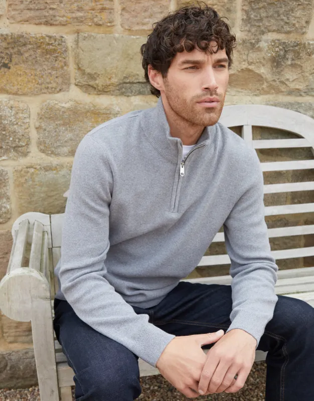 Grey Knitted Quarter Zip Jumper sold by Threadbare