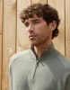 Threadbare Men's Khaki Green Raglan Knitted Quarter Zip Jumper sold by Threadbare