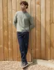 Threadbare Men's Khaki Green Raglan Knitted Quarter Zip Jumper sold by Threadbare